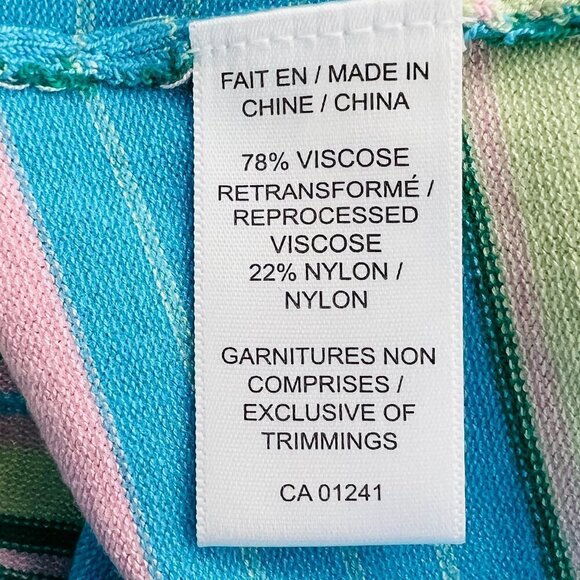 NWT Simons Twik Stripe Halter Crop Top Blue Pink‎ Yellow Green Sz L - Picture 5 of 7